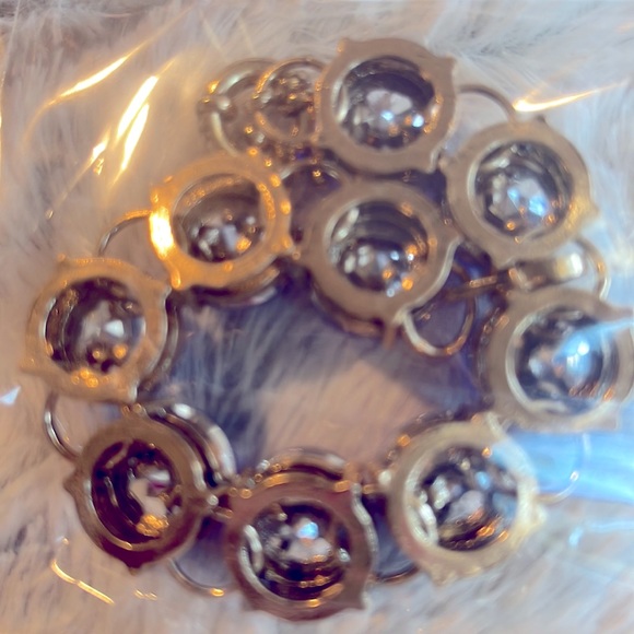 Royal blue crystal sparkly link bracelet gold tone bling - Picture 3 of 11